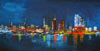 Skyline Hamburg Abend (Monika Lehfeldt - Acrylmalerei)